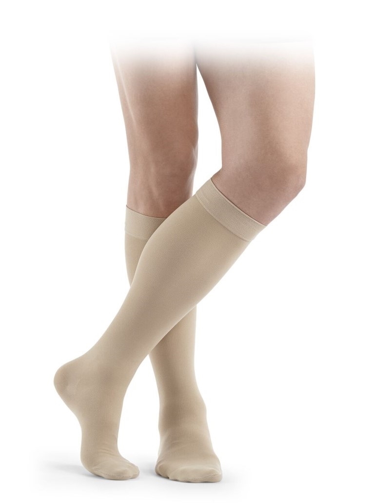 Comprezon Cotton Varicose Vein Stockings Class 2 Below Knee (1 Pair) Medium  Beige